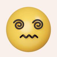 3d Nauseated face emoji with yellow face. sickly face green with concerned eyes and puffed holding back vomit. icon isolated on gray background. 3d rendering illustration. Clipping path. photo