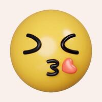 3d emoji Blowing kiss. icon isolated on gray background. 3d rendering illustration. Clipping path. photo