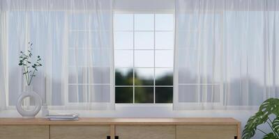 Cabinet mockup in modern empty room. 3d rendering, illustration photo