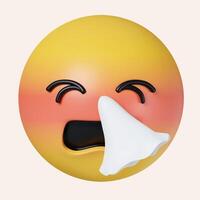 3d 3d Emoticon sneezing cartoon emoji. icon isolated on gray background. 3d rendering illustration. Clipping path. photo