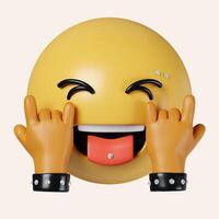 3d emoji rock and roll. icon isolated on gray background. 3d rendering illustration. Clipping path. photo