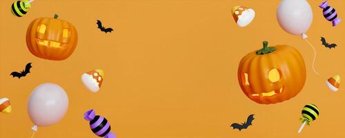 Halloween background with space for text. 3d render illustration. photo