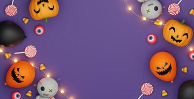 Halloween background with space for text. 3d render illustration. Top view. photo
