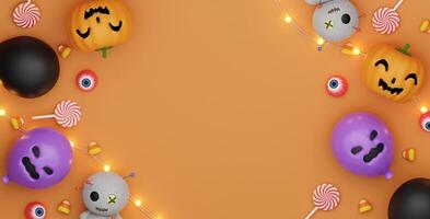 Halloween background with space for text. 3d render illustration. Top view. photo