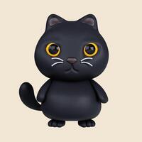 3d Halloween black cat icon. Traditional element of decor for Halloween. icon isolated on gray background. 3d rendering illustration. Clipping path. photo
