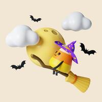 3d Halloween icon. Traditional element of decor for Halloween. icon isolated on gray background. 3d rendering illustration. Clipping path. photo