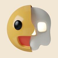 3d Halloween Half skull emoticon icon. Traditional element of decor for Halloween. icon isolated on gray background. 3d rendering illustration. Clipping path. photo