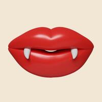 3d Halloween vampire mouth icon. Traditional element of decor for Halloween. icon isolated on gray background. 3d rendering illustration. Clipping path. photo