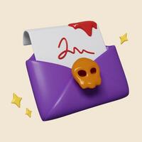 3d Halloween death letter icon. Traditional element of decor for Halloween. icon isolated on gray background. 3d rendering illustration. Clipping path. photo