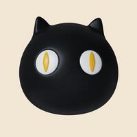 3d Halloween Head of black cat icon. Traditional element of decor for Halloween. icon isolated on gray background. 3d rendering illustration. Clipping path. photo