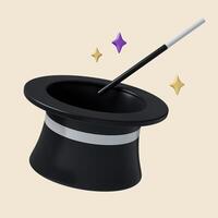 3d Halloween magician hat icon. Traditional element of decor for Halloween. icon isolated on gray background. 3d rendering illustration. Clipping path. photo