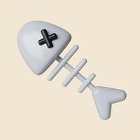 3d Halloween fishbone icon. Traditional element of decor for Halloween. icon isolated on gray background. 3d rendering illustration. Clipping path. photo