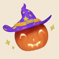 3d Halloween pumpkin icon. Traditional element of decor for Halloween. icon isolated on gray background. 3d rendering illustration. Clipping path. photo
