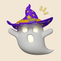 3d Halloween Ghost icon. Traditional element of decor for Halloween. icon isolated on gray background. 3d rendering illustration. Clipping path. photo