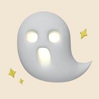3d Halloween Ghost icon. Traditional element of decor for Halloween. icon isolated on gray background. 3d rendering illustration. Clipping path. photo