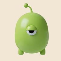 3d Halloween green monster icon. Traditional element of decor for Halloween. icon isolated on gray background. 3d rendering illustration. Clipping path. photo