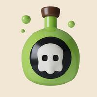 3d Halloween poison icon. Traditional element of decor for Halloween. icon isolated on gray background. 3d rendering illustration. Clipping path. photo