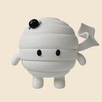 3d Halloween mummy icon. Traditional element of decor for Halloween. icon isolated on gray background. 3d rendering illustration. Clipping path. photo