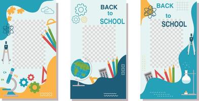 Back to School Social Media Template Collection. Back to school concept. vector