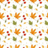 autumn leaves and berries seamless pattern vector
