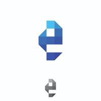 Letter E creative technological modern data pixel logo element template design vector