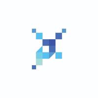 Letter P creative technological modern data pixel logo element template design vector