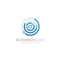 Circuit Circle Tech Logo line connection concept design vector