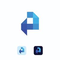 Letter P creative technological modern data pixel logo element template design vector