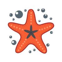 starfish lying on the seabed, top view, on a white background vector