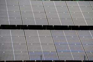 House roof with photovoltaic modules. photo