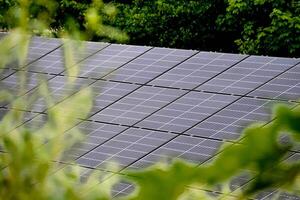 House roof with photovoltaic modules. photo