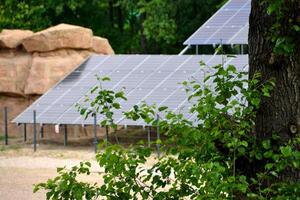 House roof with photovoltaic modules. photo