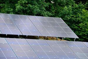 House roof with photovoltaic modules. photo