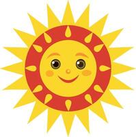 A joyful watercolor illustration of the sun with a happy face vector