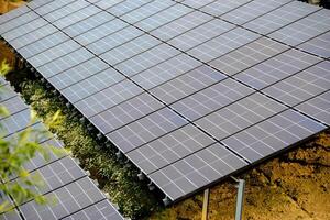 House roof with photovoltaic modules. photo