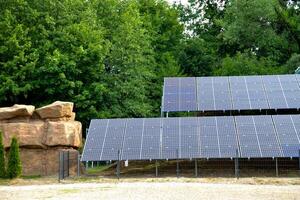 House roof with photovoltaic modules. photo