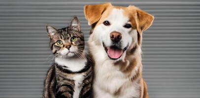A view of a Cat and Dog on a plain background photo