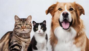 A view of a Cat and Dog on a plain background photo