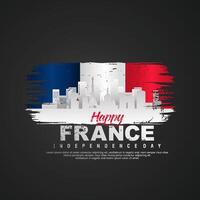France day greeting card with grunge and splash effect on flag as a symbol of independence vector