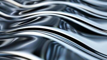 Abstract metal background with wavy patterns and metallic sheen silver and chrome tones photo