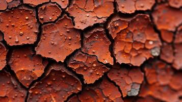 Heavily rusted iron surface with flaky texture and varied rust hues isolated on gradient background photo
