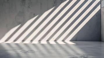 Isolated wall with light creating crisscrossing lines modern design empty space for text light gray tones photo