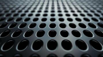 Abstract metal background with perforated holes and layered texture dark gray and metallic tones photo