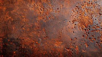 Textured surface of oxidized iron with deep red and brown rust ideal for grunge backgrounds photo