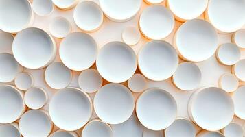 Abstract wall with circular light patterns innovative architecture white and bronze tones photo