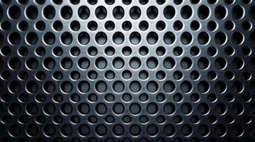 Abstract metal background with perforated holes and layered texture dark gray and metallic tones photo