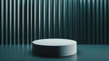 3D podium on a titanium background sleek and modern with a dark gray metallic sheen photo