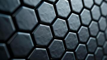 Textured metal background with hexagonal pattern and reflective surface modern industrial look silver and dark gray tones photo