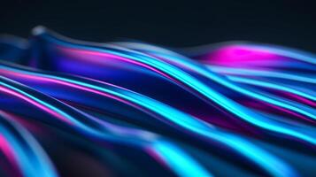 Abstract neon lines forming waves on a dark background cyan and magenta spotlights accentuating the curves photo