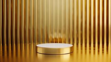 3D podium on a gold background luxurious and radiant with a smooth glossy finish photo